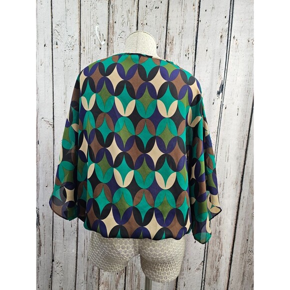 ALK Women's M Annalee + Hope Multicolor Short Sleeve Blouson Shirt Blouse Top - Picture 5 of 9